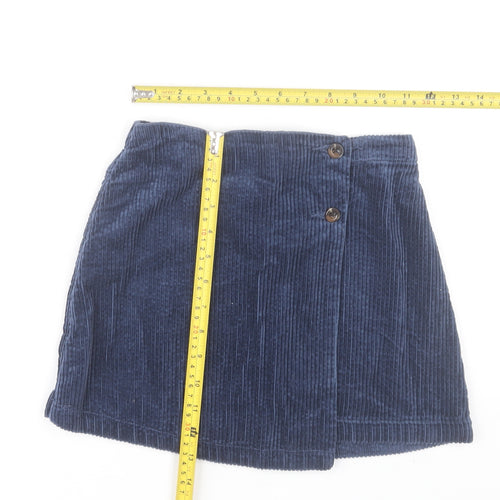 Dunnes Stores Girls Blue Corduroy A-Line Skirt 7-8 Years Button Detail