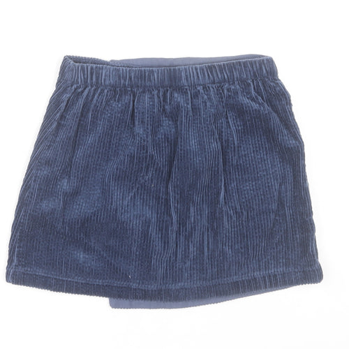Dunnes Stores Girls Blue Corduroy A-Line Skirt 7-8 Years Button Detail