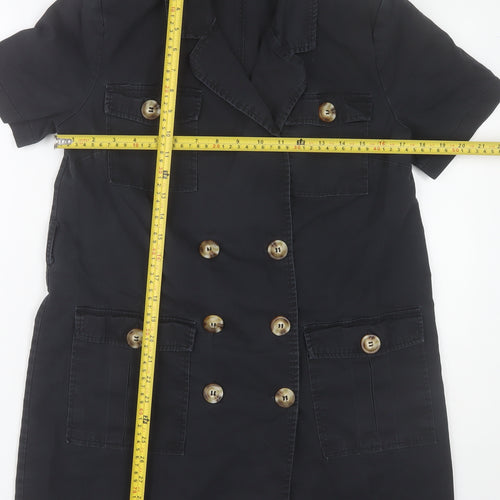 Boohoo Women’s Black Shirt Dress UK 8 Short Sleeve Cotton