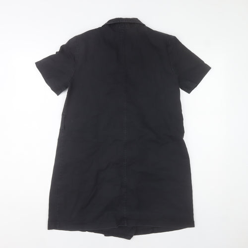 Boohoo Women’s Black Shirt Dress UK 8 Short Sleeve Cotton