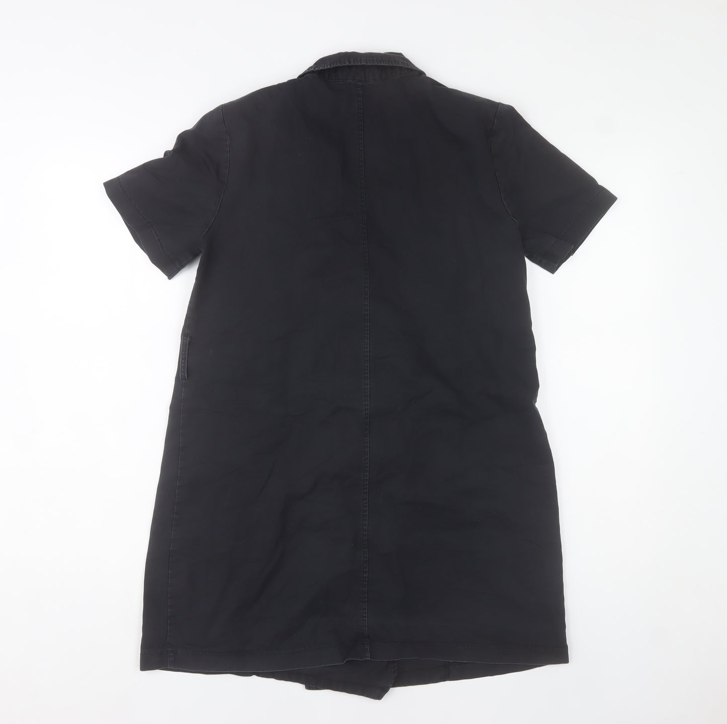 Boohoo Women’s Black Shirt Dress UK 8 Short Sleeve Cotton