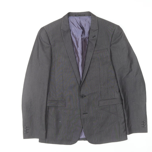 Next Men’s Grey Striped Suit Jacket 38R Regular Fit Business Blazer