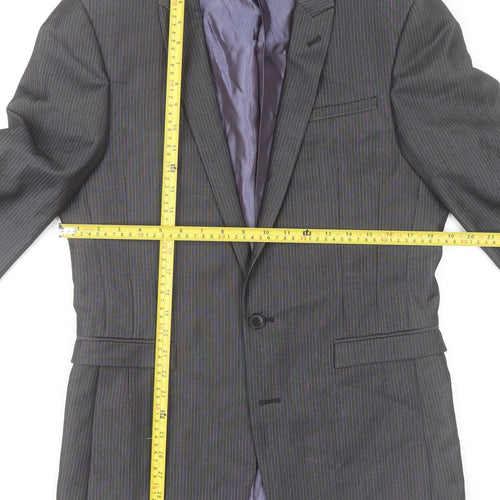 Next Men’s Grey Striped Suit Jacket 38R Regular Fit Business Blazer