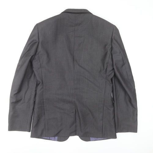 Next Men’s Grey Striped Suit Jacket 38R Regular Fit Business Blazer