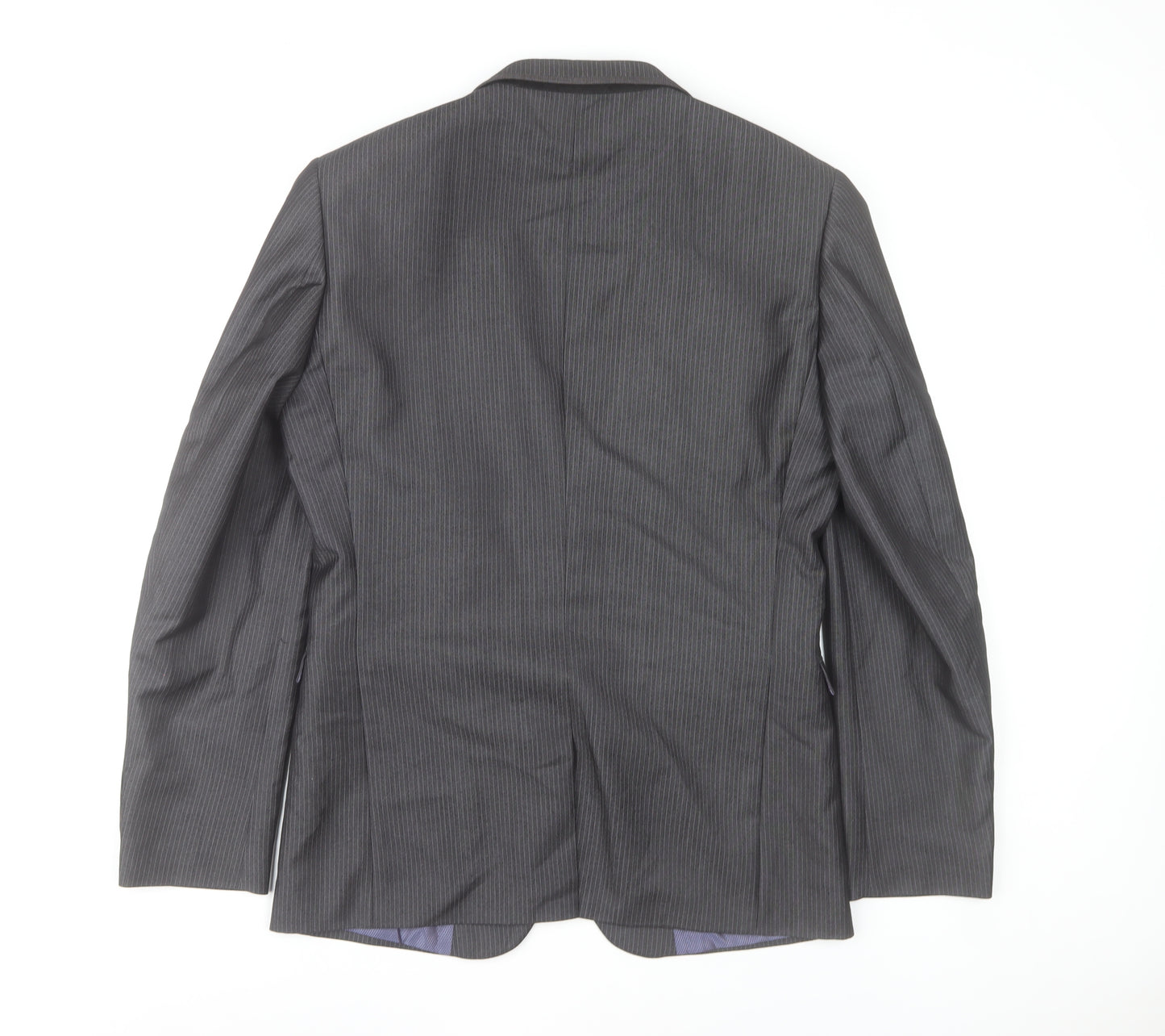 Next Men’s Grey Striped Suit Jacket 38R Regular Fit Business Blazer
