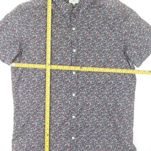 Next Mens Multicoloured Floral Button-Up Shirt L 42-44" Short Sleeve Cotton