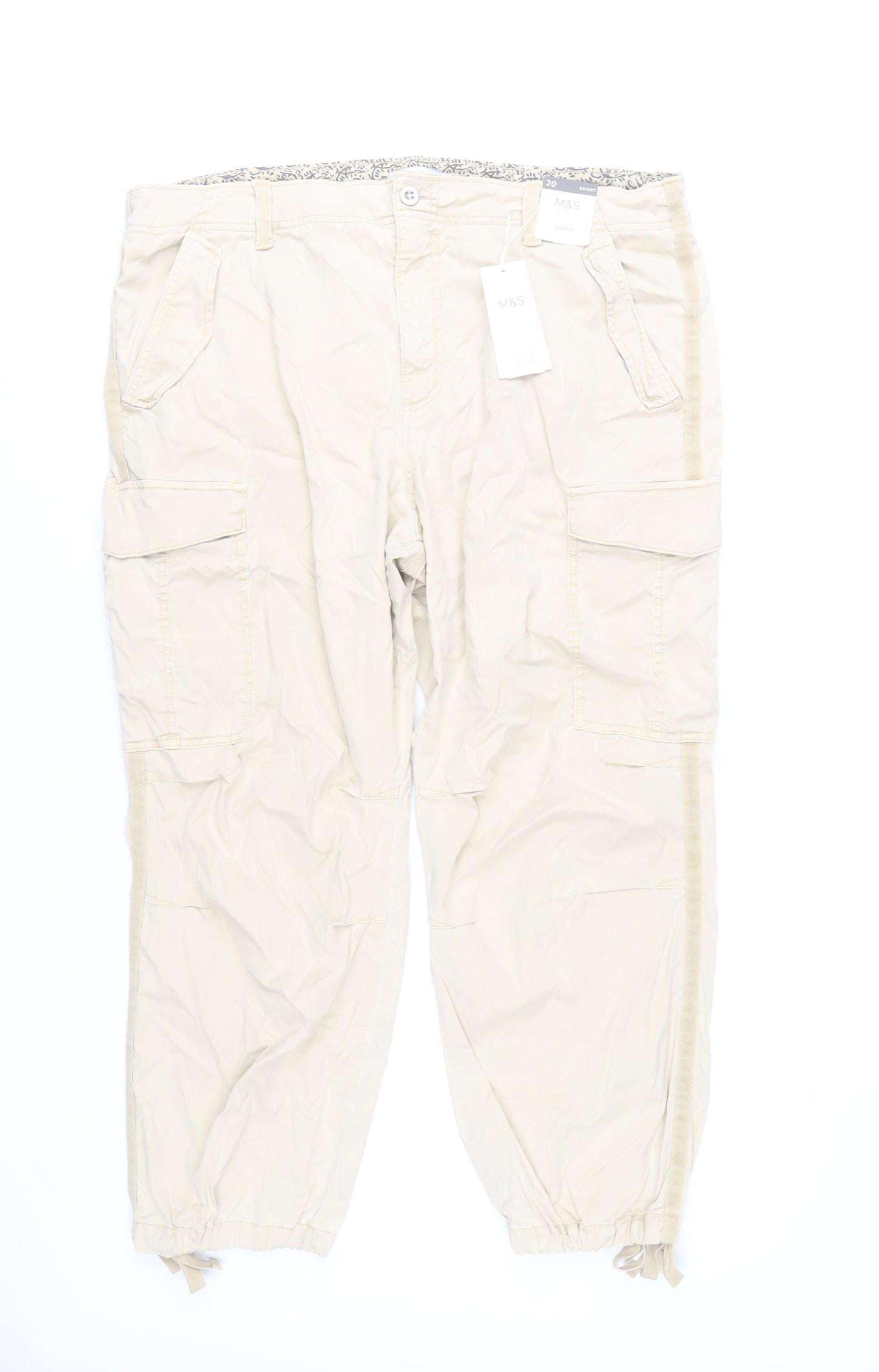 Marks and Spencer Womens Beige Cargo Trousers Size 20 Regular