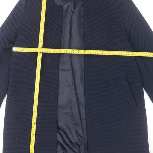 Kyla Womens Blue XL Mid Length Collarless Overcoat Jacket