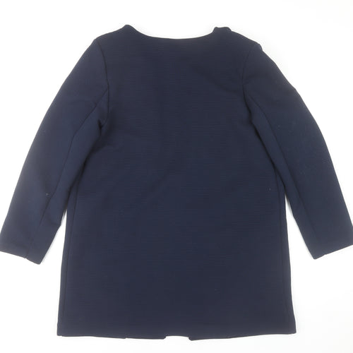 Kyla Womens Blue XL Mid Length Collarless Overcoat Jacket
