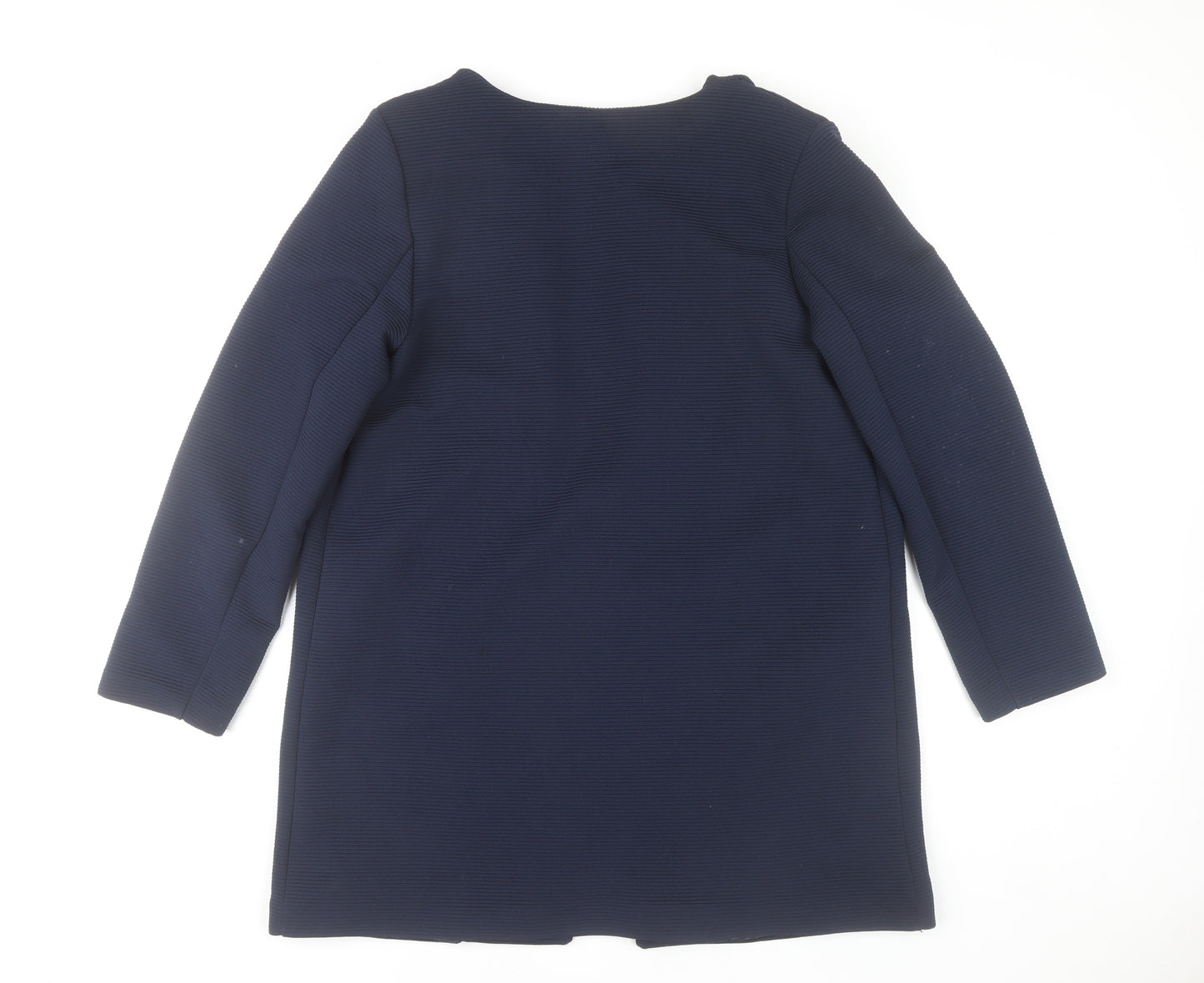 Kyla Womens Blue XL Mid Length Collarless Overcoat Jacket