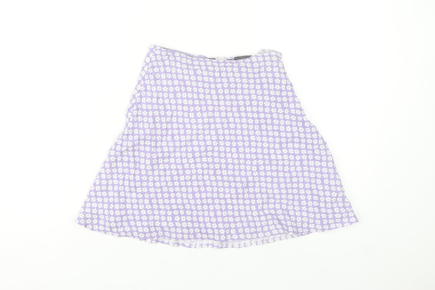 H&M Women Purple Floral A-Line Short Skirt Size 4 Cotton Blend
