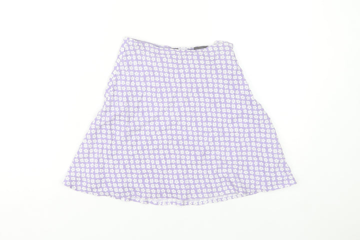 H&M Women Purple Floral A-Line Short Skirt Size 4 Cotton Blend