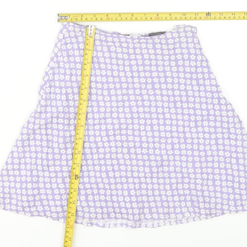 H&M Women Purple Floral A-Line Short Skirt Size 4 Cotton Blend
