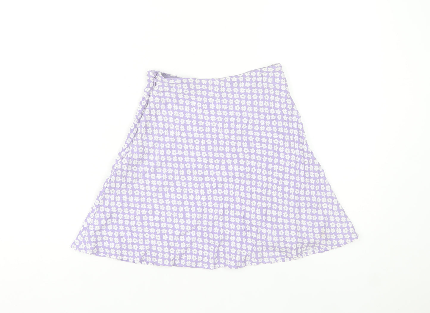 H&M Women Purple Floral A-Line Short Skirt Size 4 Cotton Blend