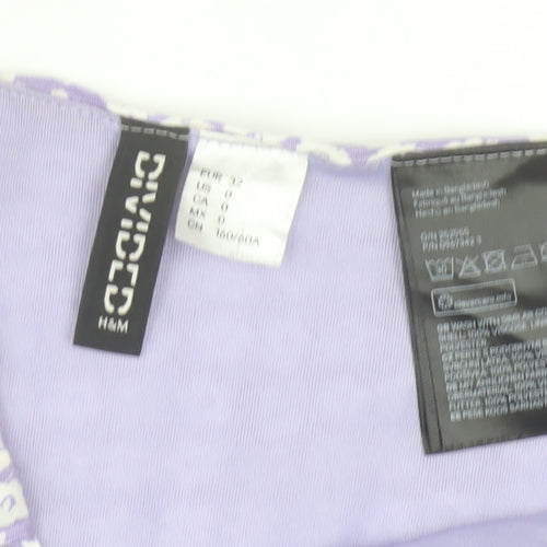 H&M Women Purple Floral A-Line Short Skirt Size 4 Cotton Blend