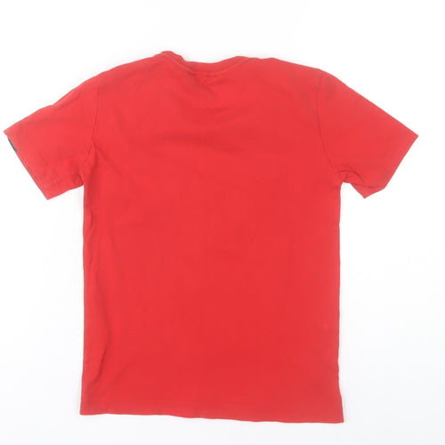 Adidas Boys Red Camouflage Logo T-Shirt 9-10 Years Cotton Short Sleeve