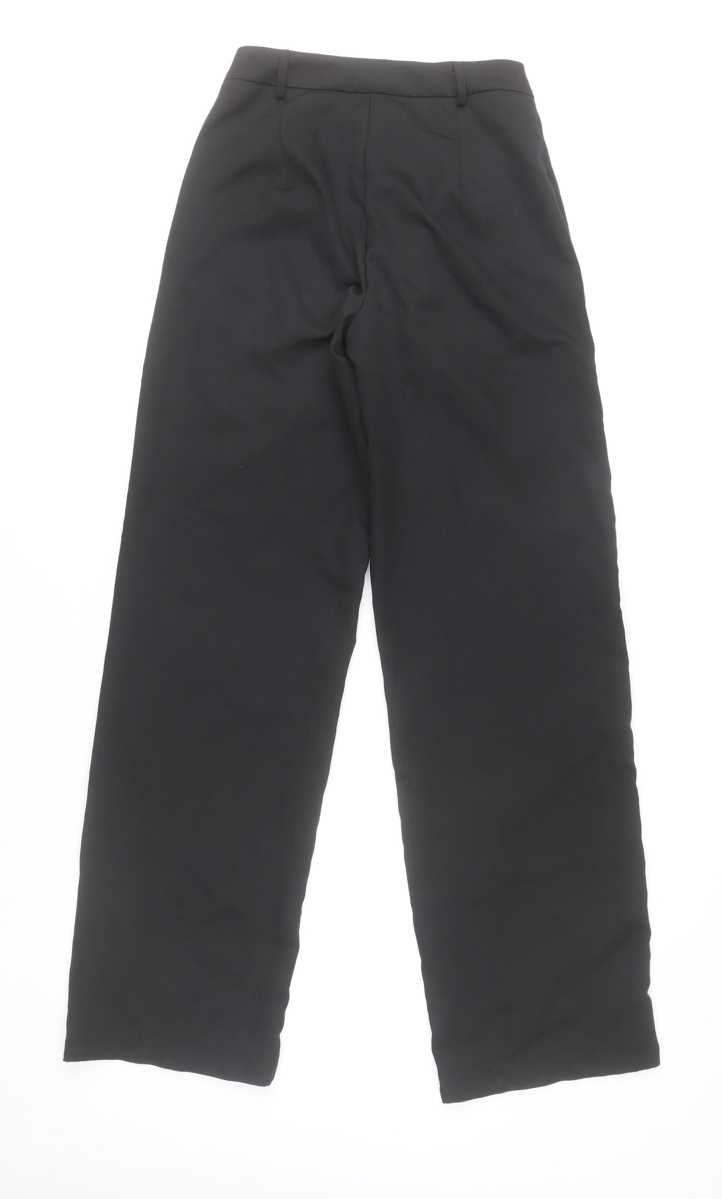PrettyLittleThing Womens Black Wide-Leg High Rise Trousers Size 8