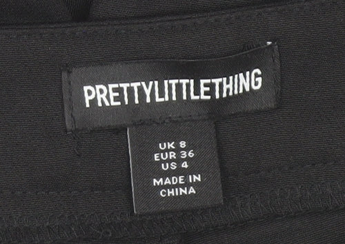 PrettyLittleThing Womens Black Wide-Leg High Rise Trousers Size 8