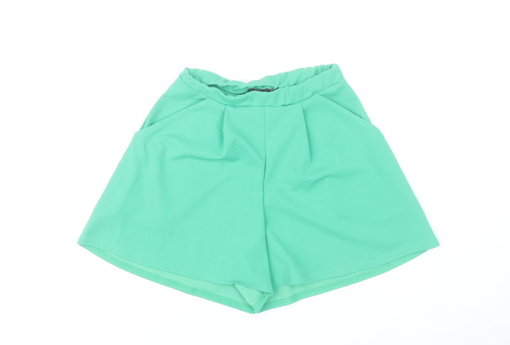 Boohoo Women Green Size 6 Paperbag Shorts Polyester Blend