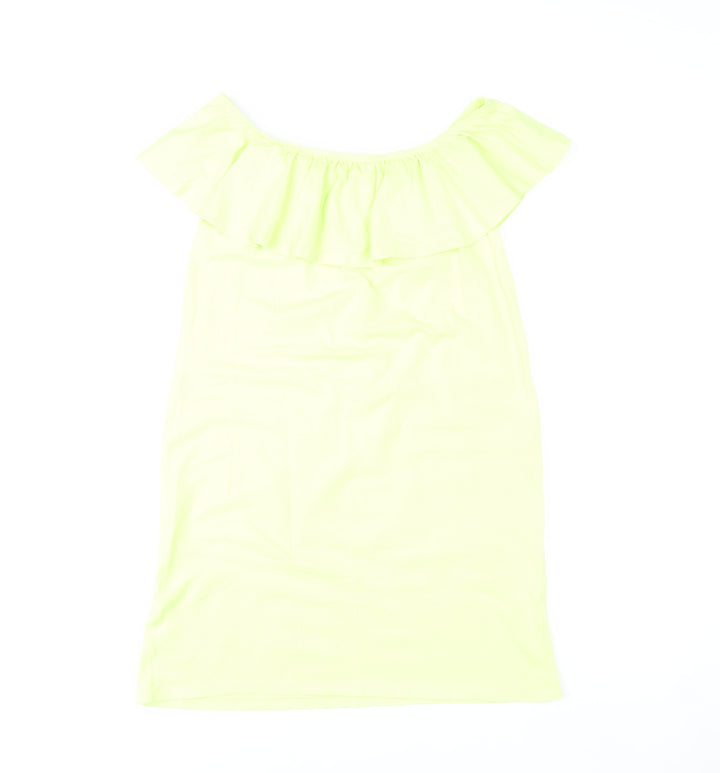 Boohoo Women’s Yellow Off Shoulder Ruffle Shift Dress Size 6