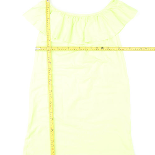Boohoo Women’s Yellow Off Shoulder Ruffle Shift Dress Size 6