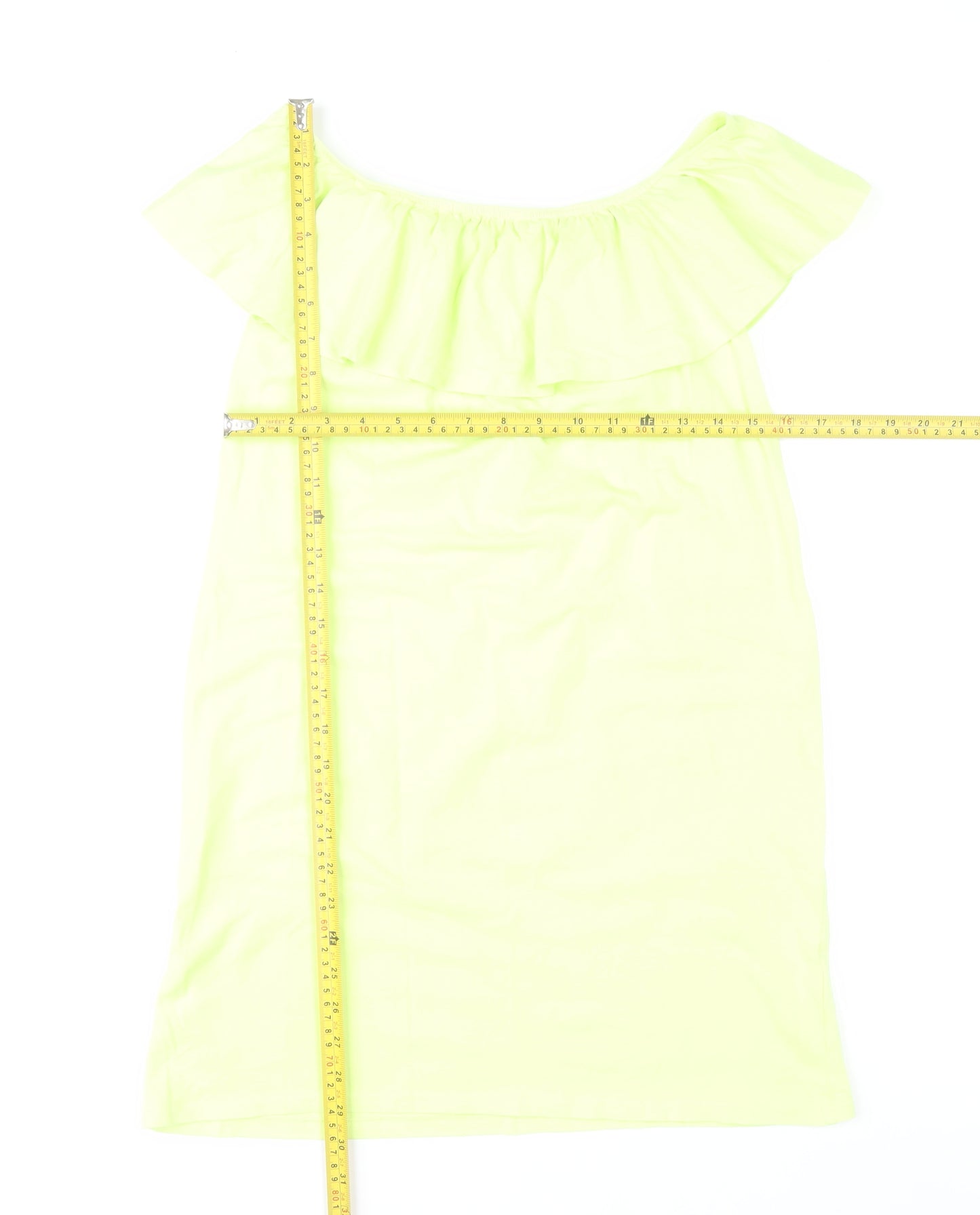 Boohoo Women’s Yellow Off Shoulder Ruffle Shift Dress Size 6