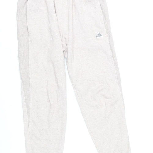 Adidas Men Grey L Sweatpants Tapered Fit Elastic Waist Pockets