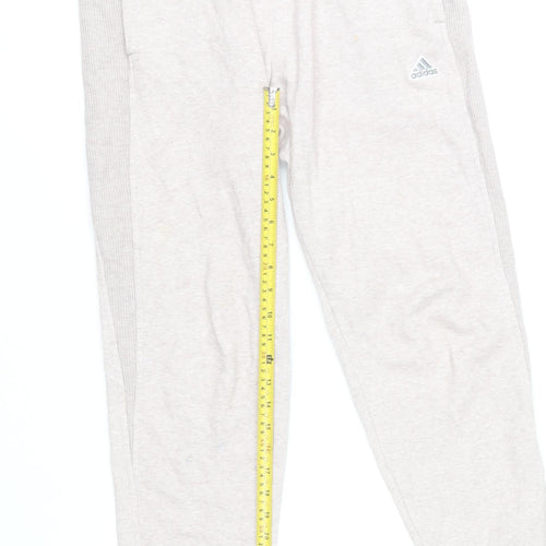 Adidas Men Grey L Sweatpants Tapered Fit Elastic Waist Pockets