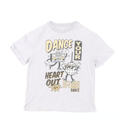 Next Girls White Dance Graphic T-Shirt Age 7 Years Cotton Short Sleeve
