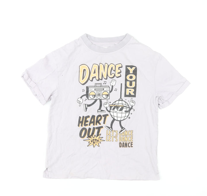Next Girls White Dance Graphic T-Shirt Age 7 Years Cotton Short Sleeve