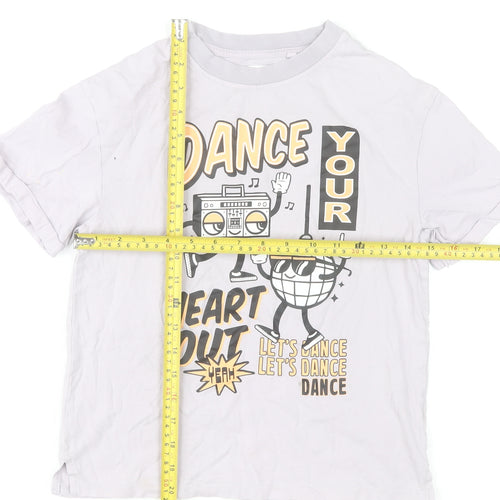 Next Girls White Dance Graphic T-Shirt Age 7 Years Cotton Short Sleeve