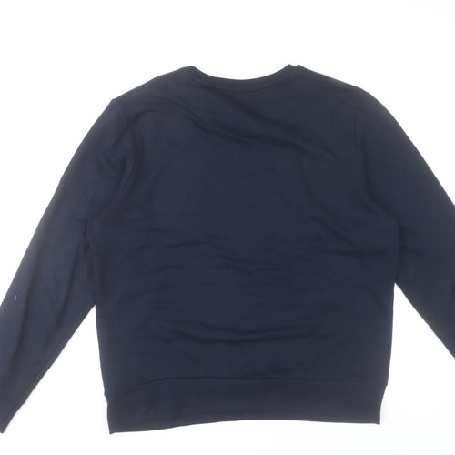 Brave Soul Mens Blue Sweatshirt L Pullover Crew Neck Logo Embroidered