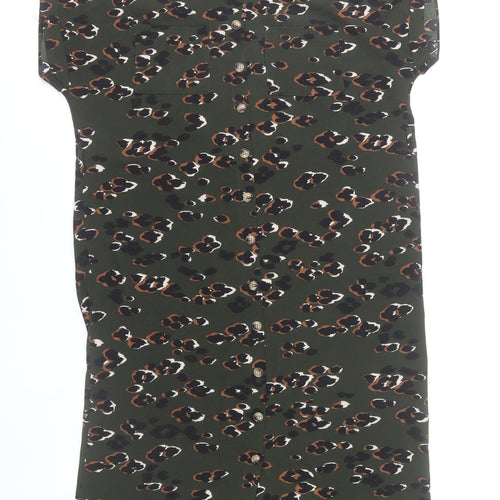 New Look Women’s Green Animal Print Shirt Dress Size 14