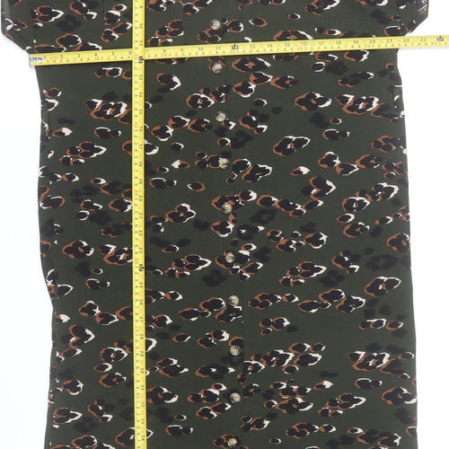 New Look Women’s Green Animal Print Shirt Dress Size 14