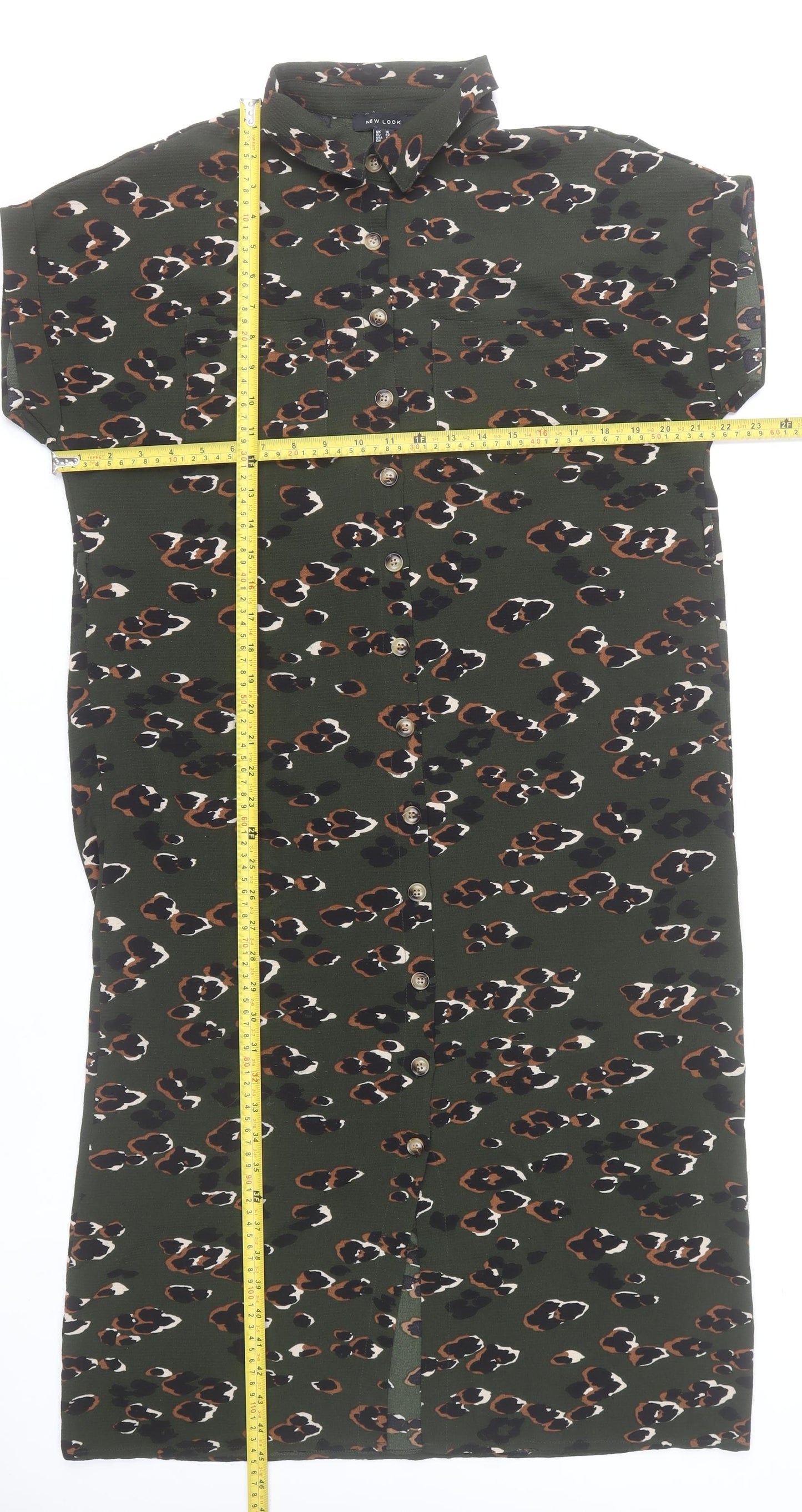 New Look Women’s Green Animal Print Shirt Dress Size 14