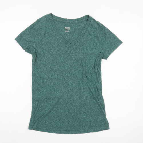 Mossimo Womens Green V-Neck Short Sleeve Basic T-Shirt Size M