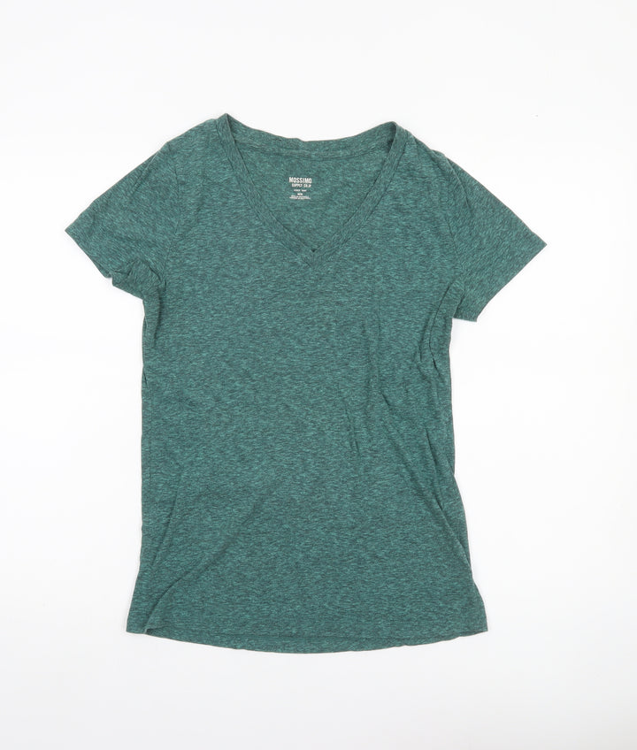 Mossimo Womens Green V-Neck Short Sleeve Basic T-Shirt Size M