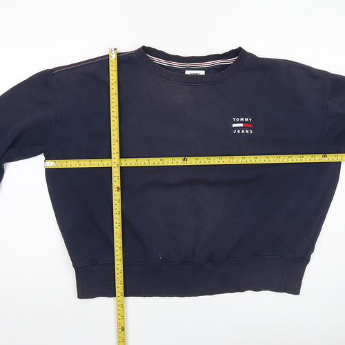 Tommy Jeans Womens Blue Pullover Sweatshirt M Logo Crew Neck