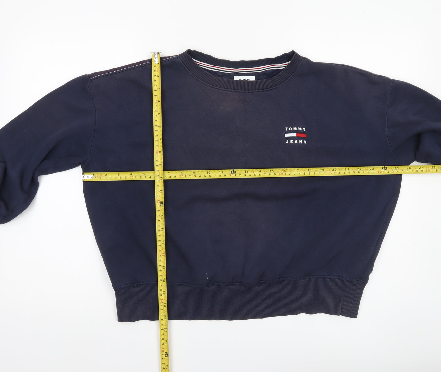 Tommy Jeans Womens Blue Pullover Sweatshirt M Logo Crew Neck