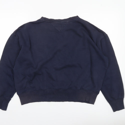 Tommy Jeans Womens Blue Pullover Sweatshirt M Logo Crew Neck