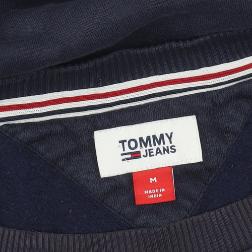 Tommy Jeans Womens Blue Pullover Sweatshirt M Logo Crew Neck