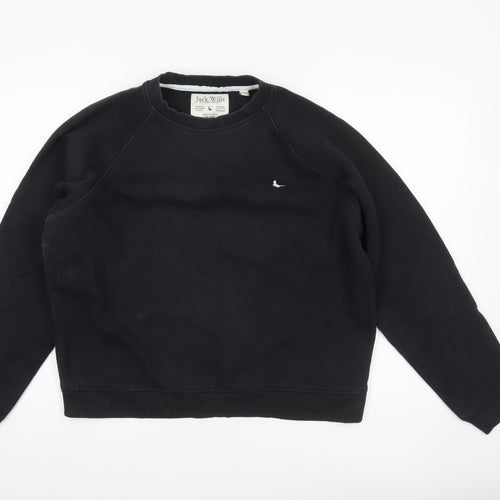 Jack Wills Women's Black Size 14 Crew Neck Cotton Sweatshirt