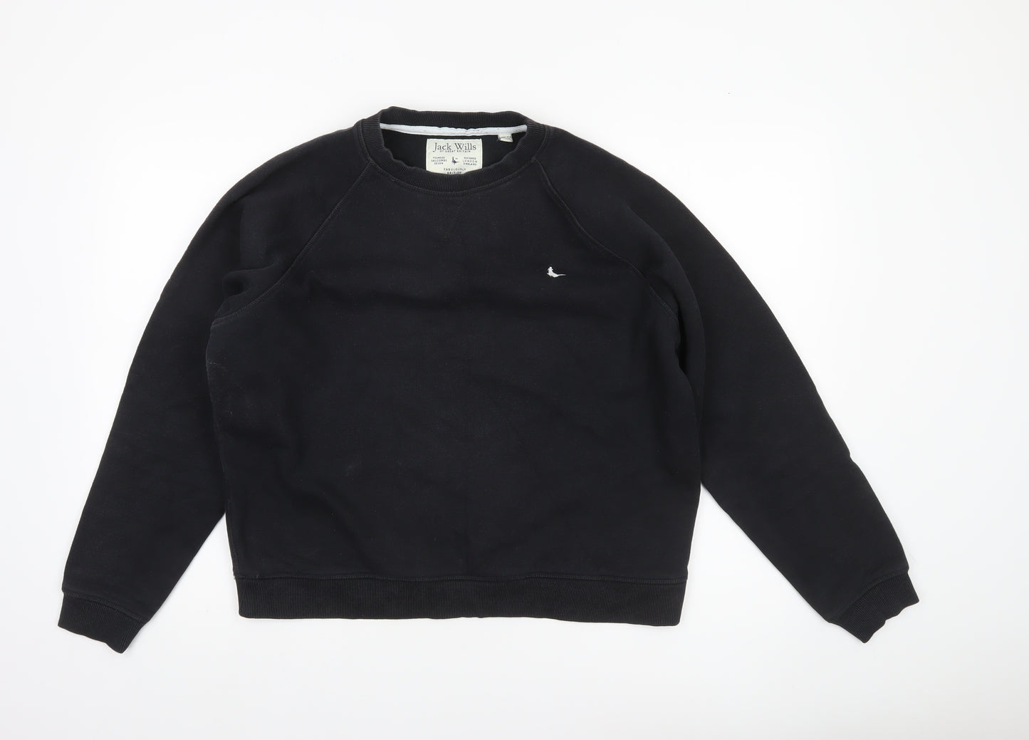 Jack Wills Women's Black Size 14 Crew Neck Cotton Sweatshirt