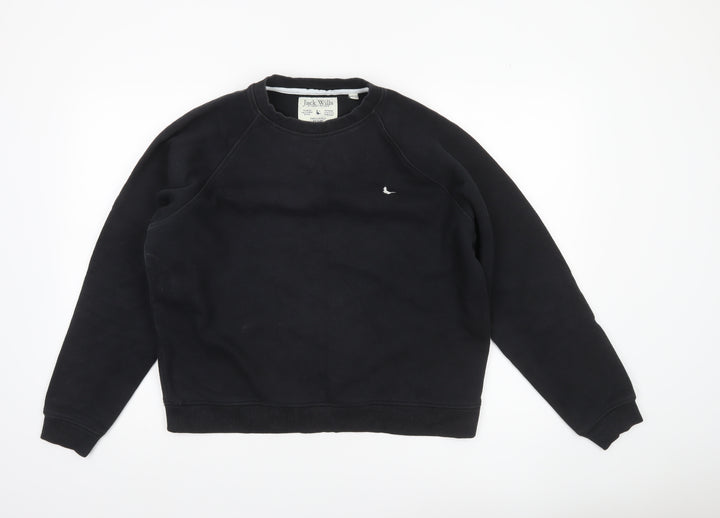 Jack Wills Women's Black Size 14 Crew Neck Cotton Sweatshirt