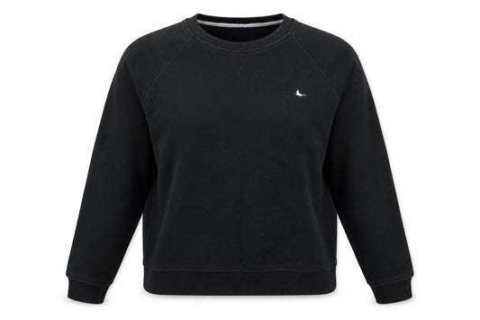 Front view of Jack Wills Women's Black, size 14, Crew Neck Cotton Sweatshirt