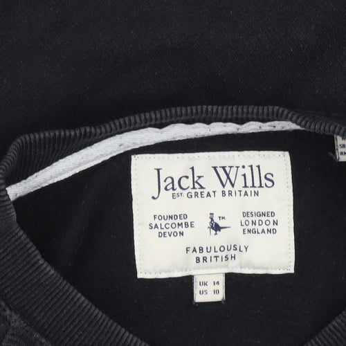 Jack Wills Women's Black Size 14 Crew Neck Cotton Sweatshirt