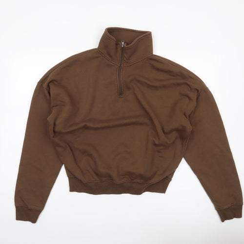 Boohoo Women’s Brown XS 1/2 Zip Sweatshirt Pullover Casual
