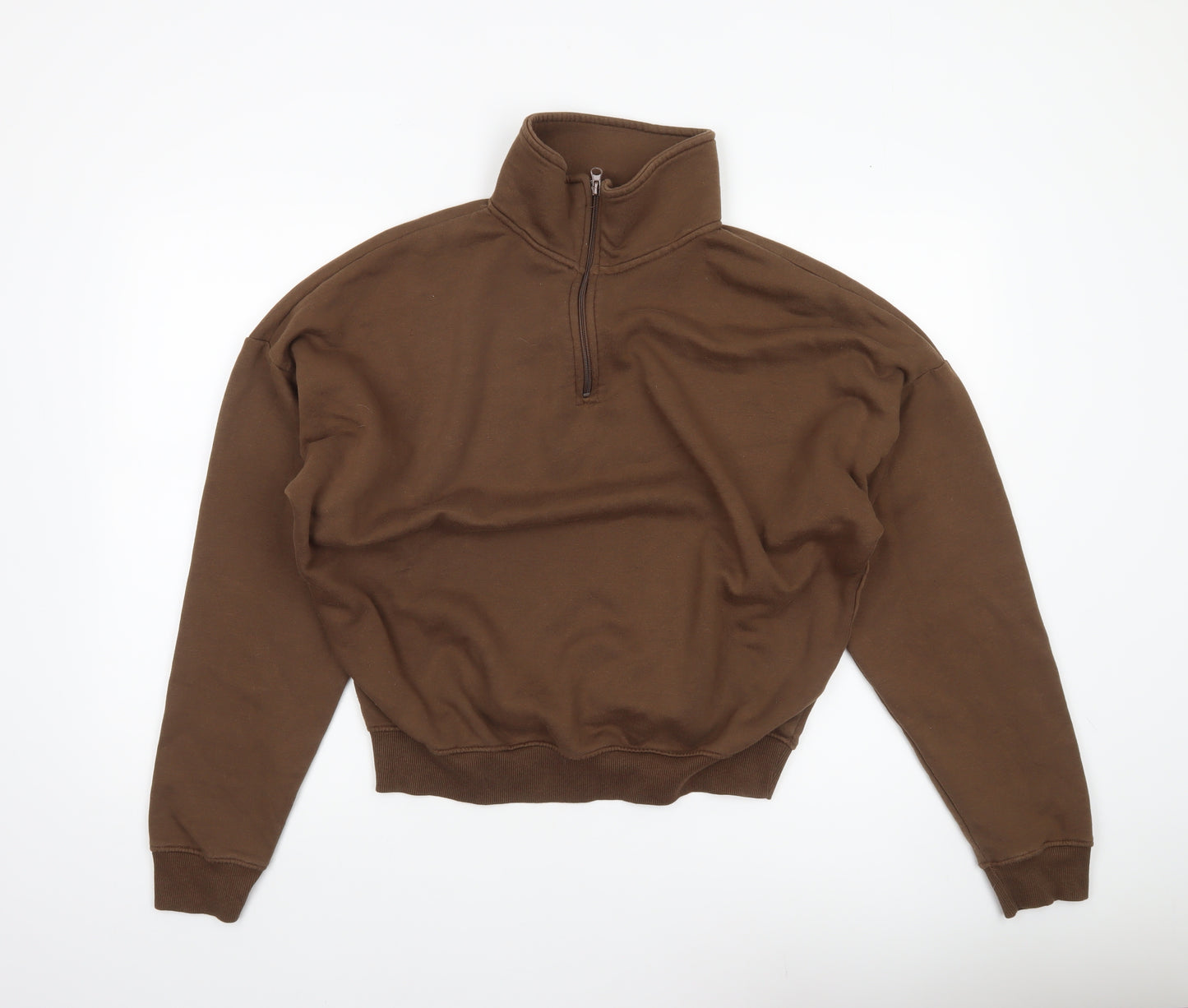 Boohoo Women’s Brown XS 1/2 Zip Sweatshirt Pullover Casual