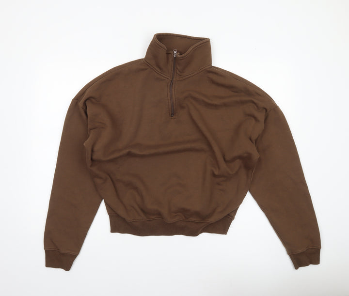 Boohoo Women’s Brown XS 1/2 Zip Sweatshirt Pullover Casual