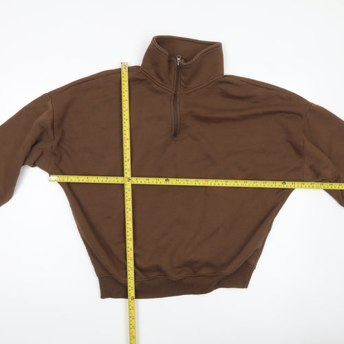 Boohoo Women’s Brown XS 1/2 Zip Sweatshirt Pullover Casual